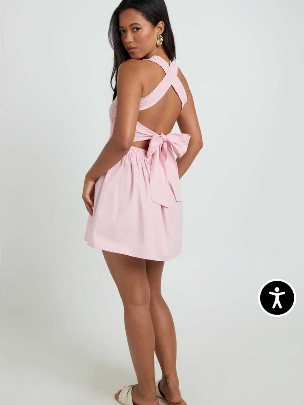 Boohoo Pink Cross-Back Tie-Back Mini Dress